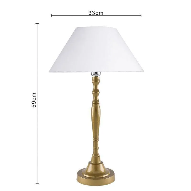 Imperial Gold Fabric Table Lamp With Conical Shade - Gold,White media 5