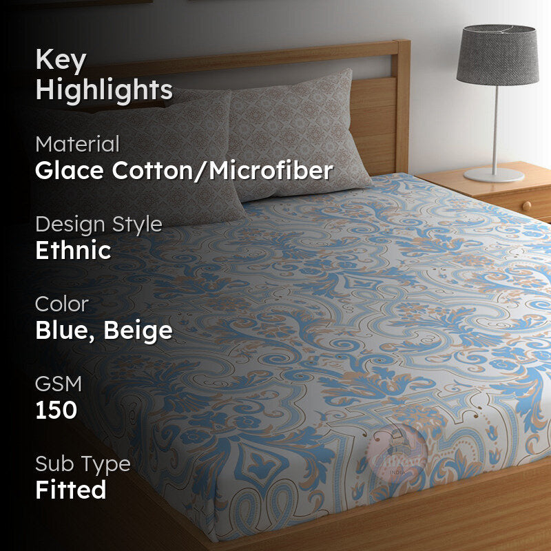 Audrey I Fitted Microfiber Microfiber Bedsheet (Blue) - 150 GSM media 2