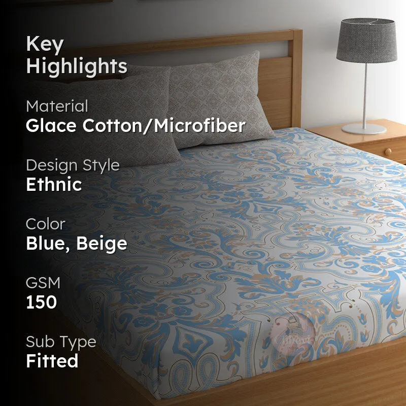 Audrey I Fitted Microfiber Microfiber Bedsheet (Blue) - 150 GSM media 2