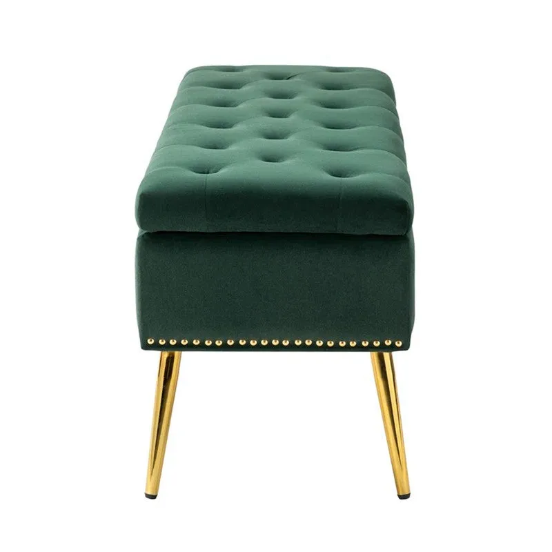 Carnes Velvet And Steel Bench - Green media 4