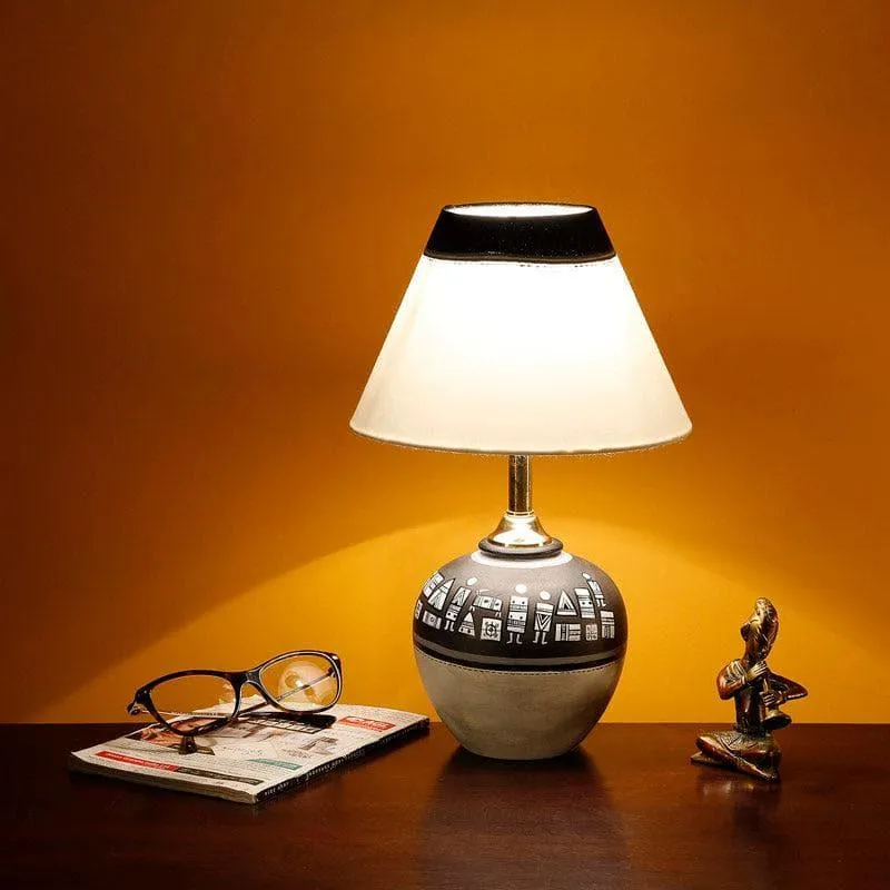 Rishit Terracotta Table Lamp - Black,White media 1