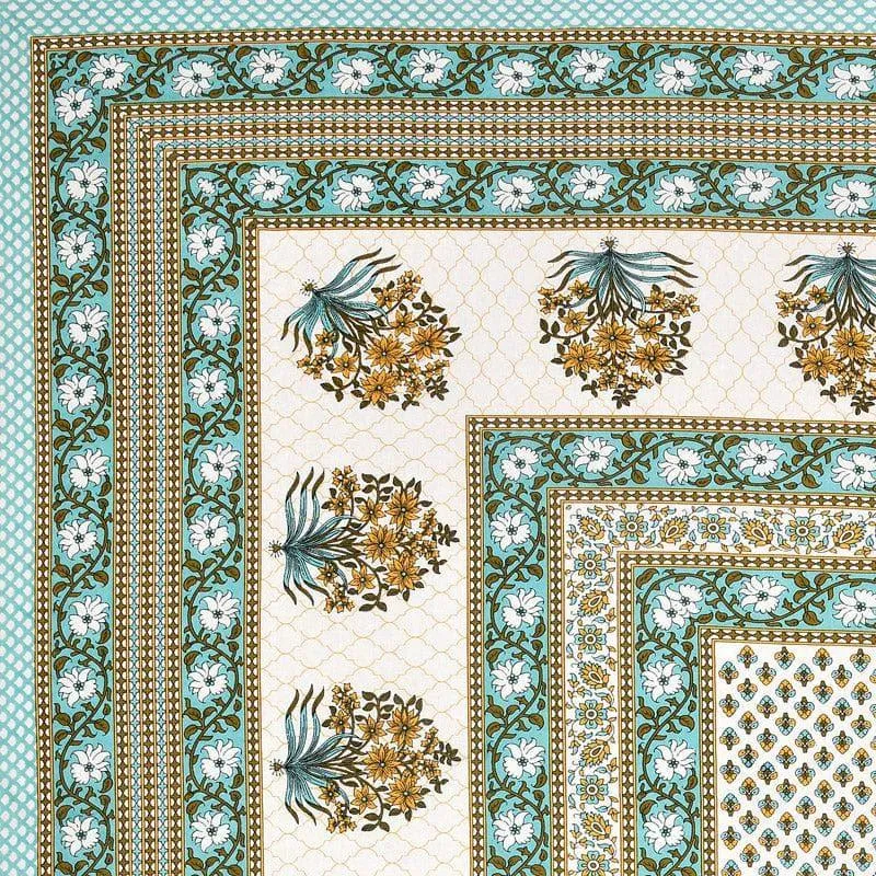 Prerna Ethnic Printed Cotton Bedsheet (Green) - 140 TC media 4