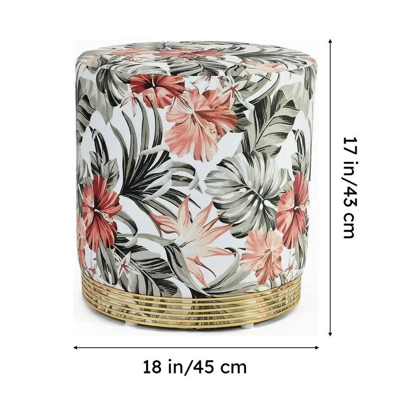 Avira Floral Velvet Pouffe - Multicolor media 8