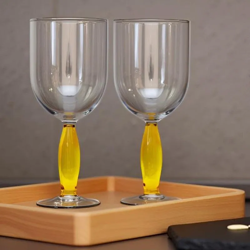 Golden Stem Goblet Glass(280 mL) - Set Of Two media 1