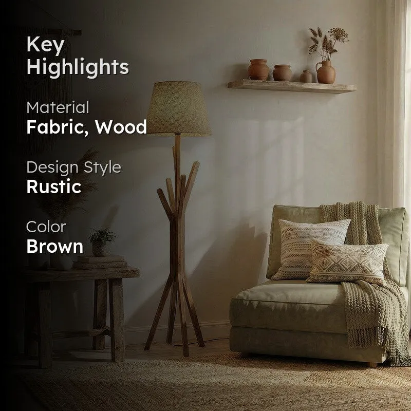 Diora Wooden Floor Lamp With Fabric Shade media 2