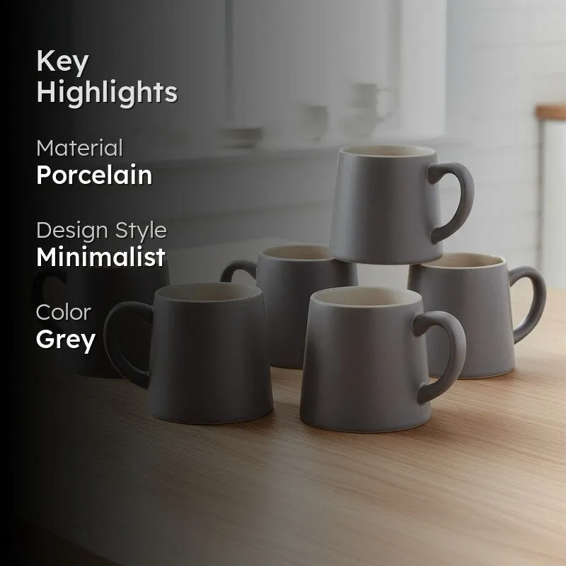 Aurelian Porcelain Tea Cup (200 mL Each) ,Grey) - Set Of Six media 2