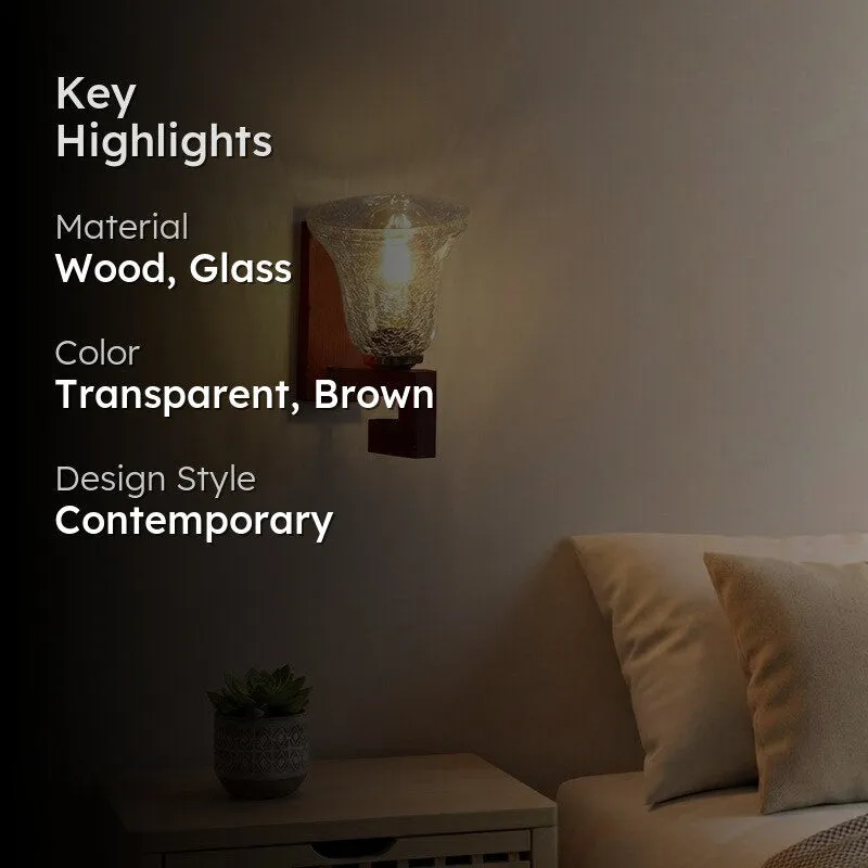 Crystal Flare Walnut Base Glass Wall Lamp media 2