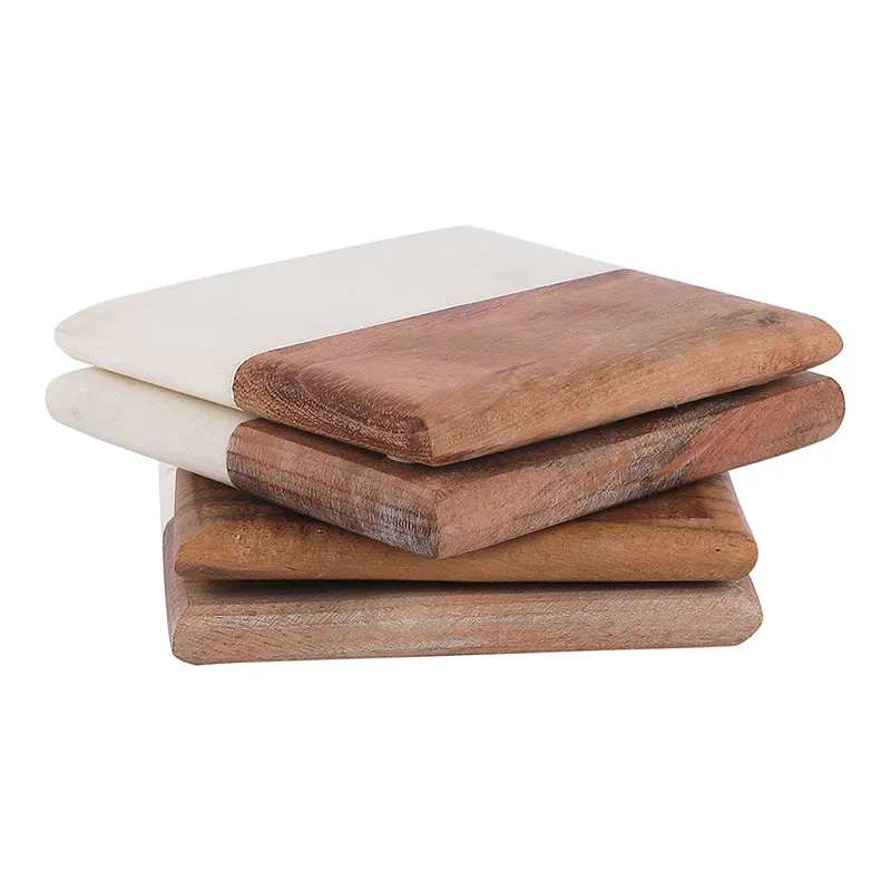 Celestria Square Marble & Wood Coaster - Set Of Four media 3