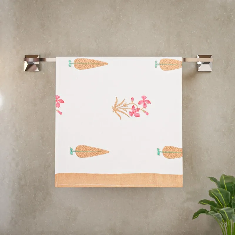 Tropical Bloom Cotton Hand Towel (Brown) - Set Of Two media 4