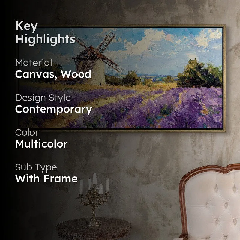 Lavender Landscape Canvas Wall Painting With Frame media 2