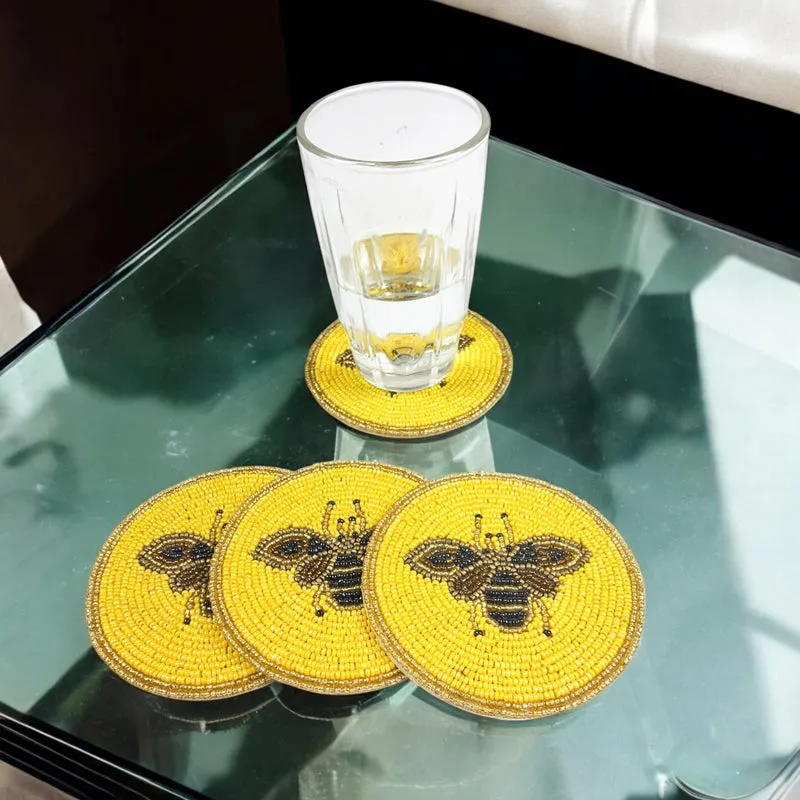 Moiraa Beaded Coaster (Yellow) - Set Of Four media 1