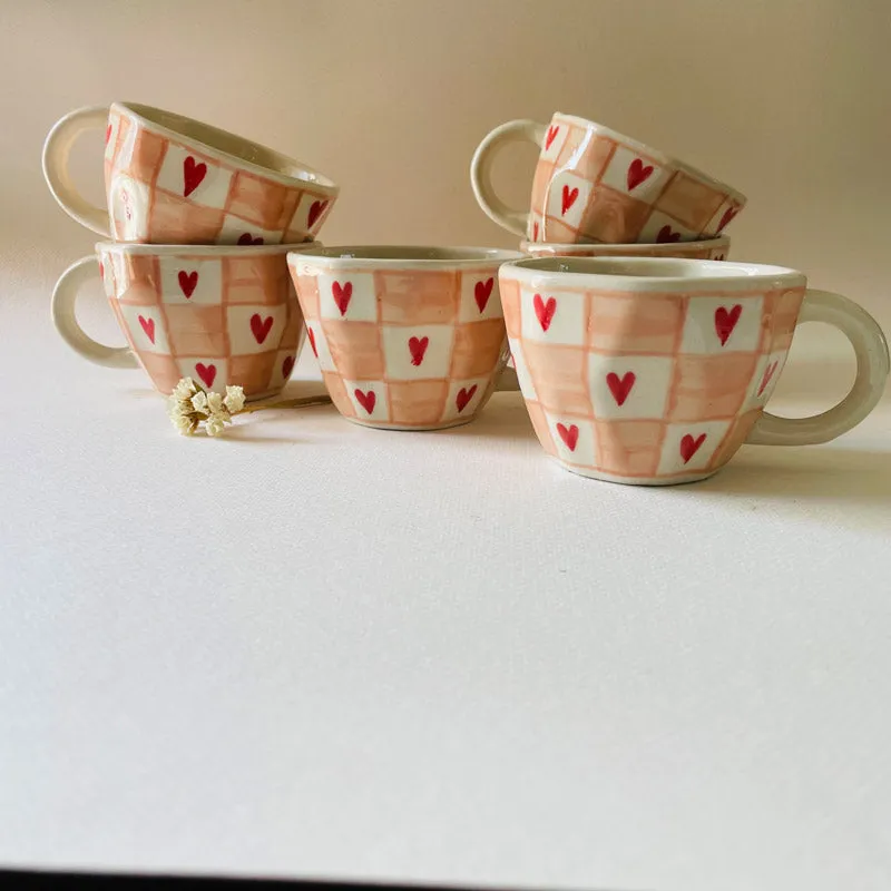 Heart Ceramic Coffee Mug (240 mL Each) - Set of Six media 3