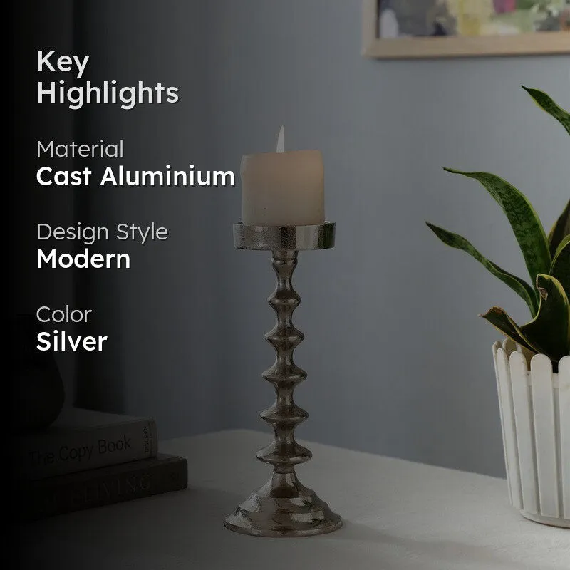 Heritage Pedestal Candle Holder - Silver media 2
