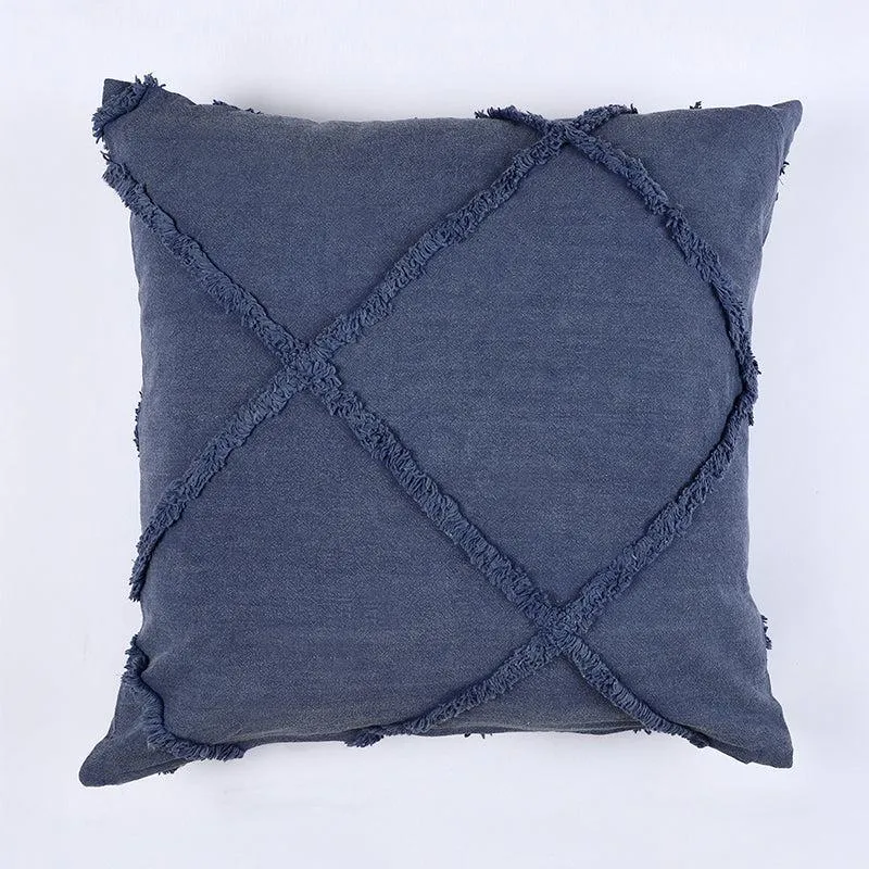 Anuket Tufted Cotton Cushion Cover (Navy Blue) - Set Of Two media 3