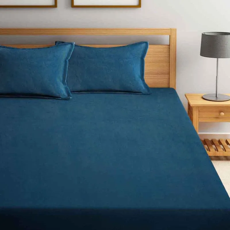 Gentle Rest Fleece Bedsheet (Teal) - 300 GSM media 3