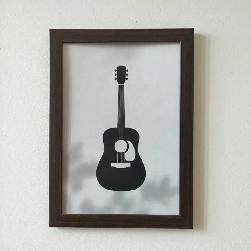 Vinyl Record & Guitar Wall Painting With Frame - Set Of Three media 5
