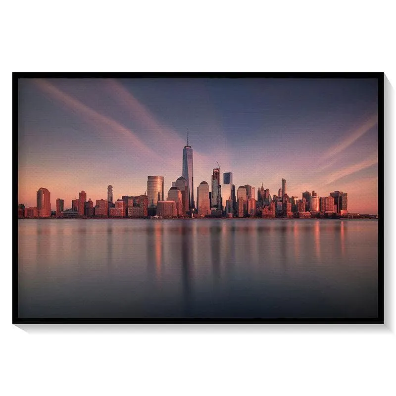 Manhattan at Dusk Canvas Wall Painting - Black Frame media 5