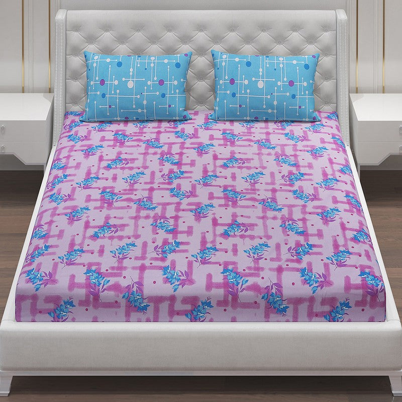 Monte Carlo Bloom Bliss Cotton Bedsheet (Pink,Blue) - 104 TC media 4