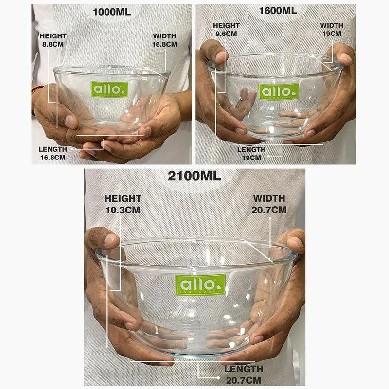 Twirix Glass Mixing Bowl (1000/1600/2100 mL) - Set of Three media 10