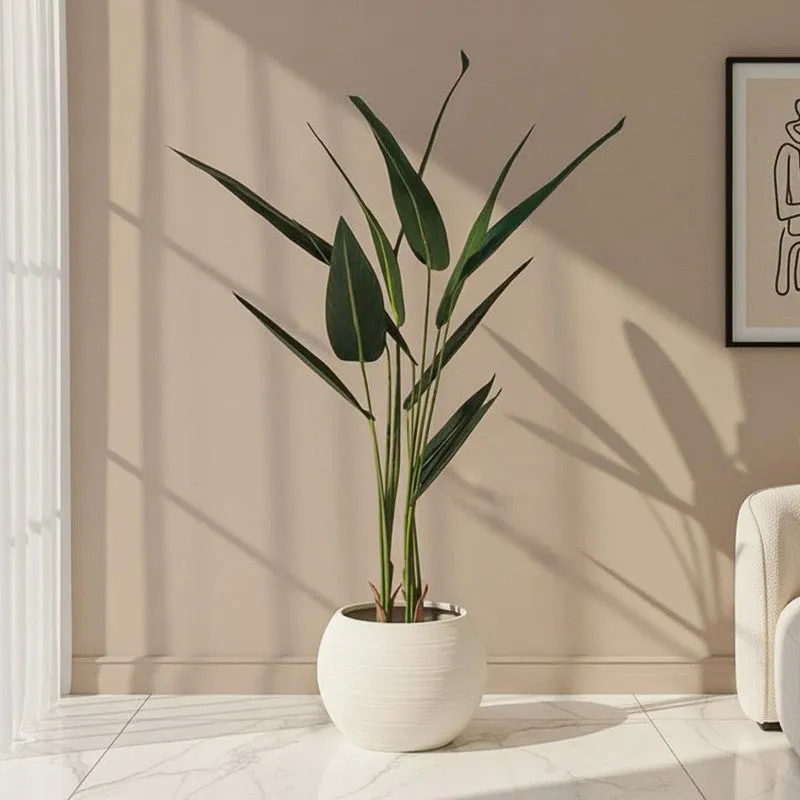 Tranquil Leaf Artificial Plant With Black Plastic Pot - 4.3 ft media 1