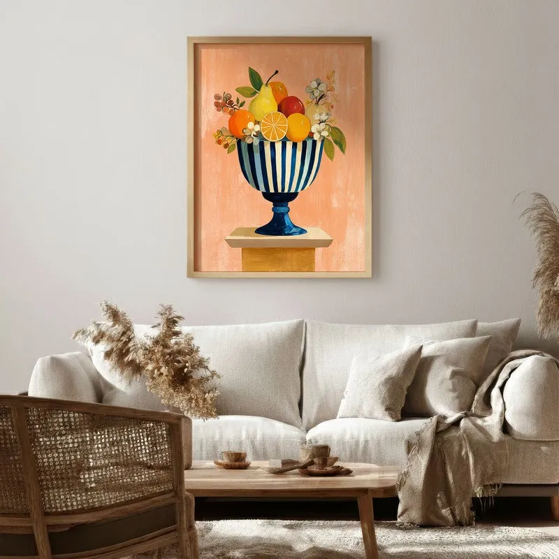 Mediterranean Canvas Wall Painting - Brown Frame media 1