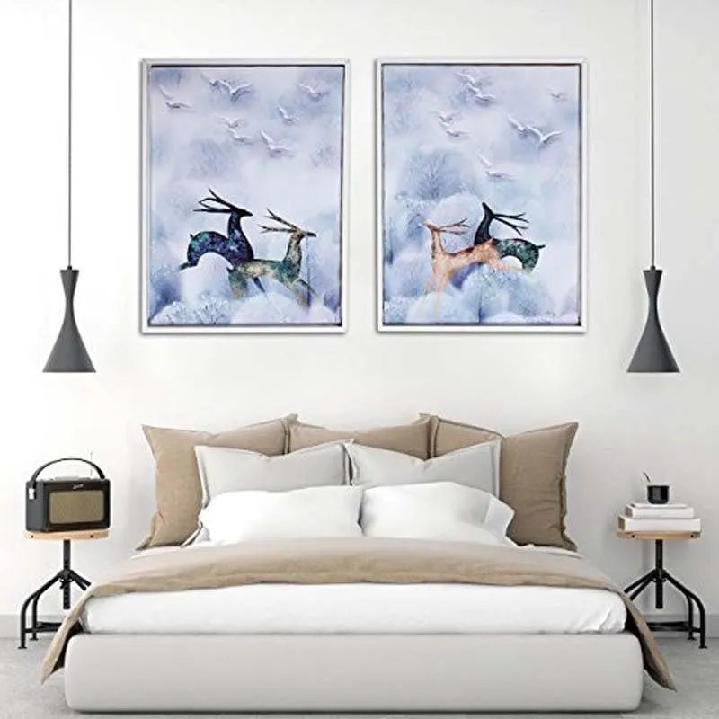 Surreal Deers Wall Art - Set Of Two media 1