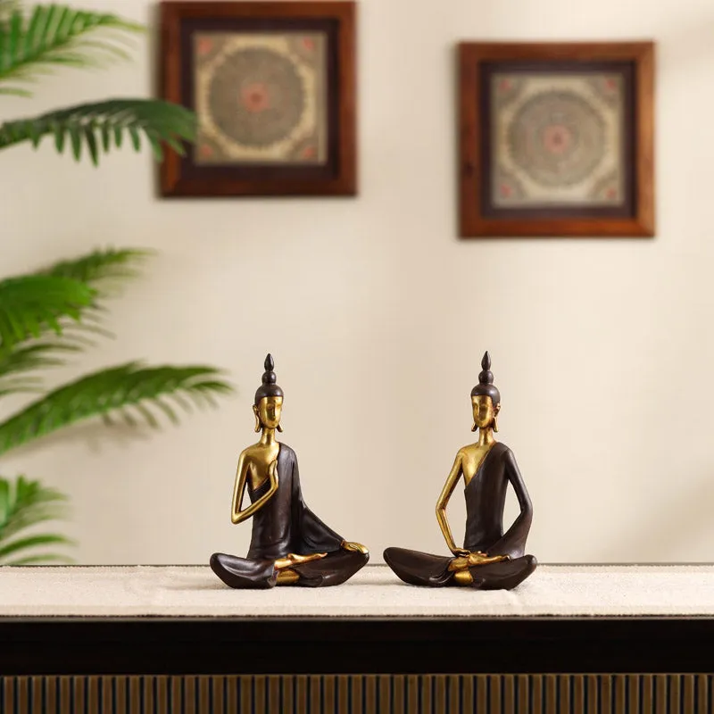 Meditating Buddha Harmony Showpiece - Set Of Two media 6
