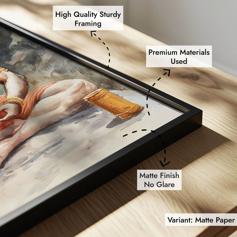 Anjaneya's Tapas Spiritual Archival Paper Wall Painting With Frame - Black media 7