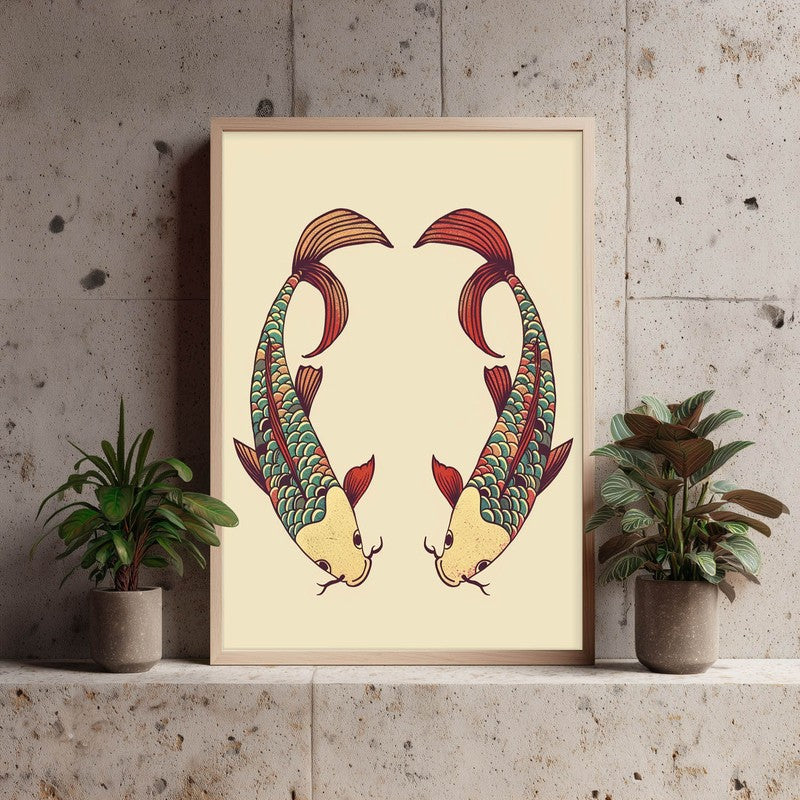 Decorative Bird Illustration Canvas Wall Painting  With Brown Frame media 3