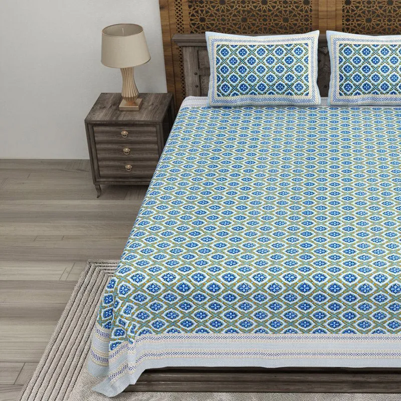 Formo Cotton Bedsheet (Blue) - 240 TC media 3