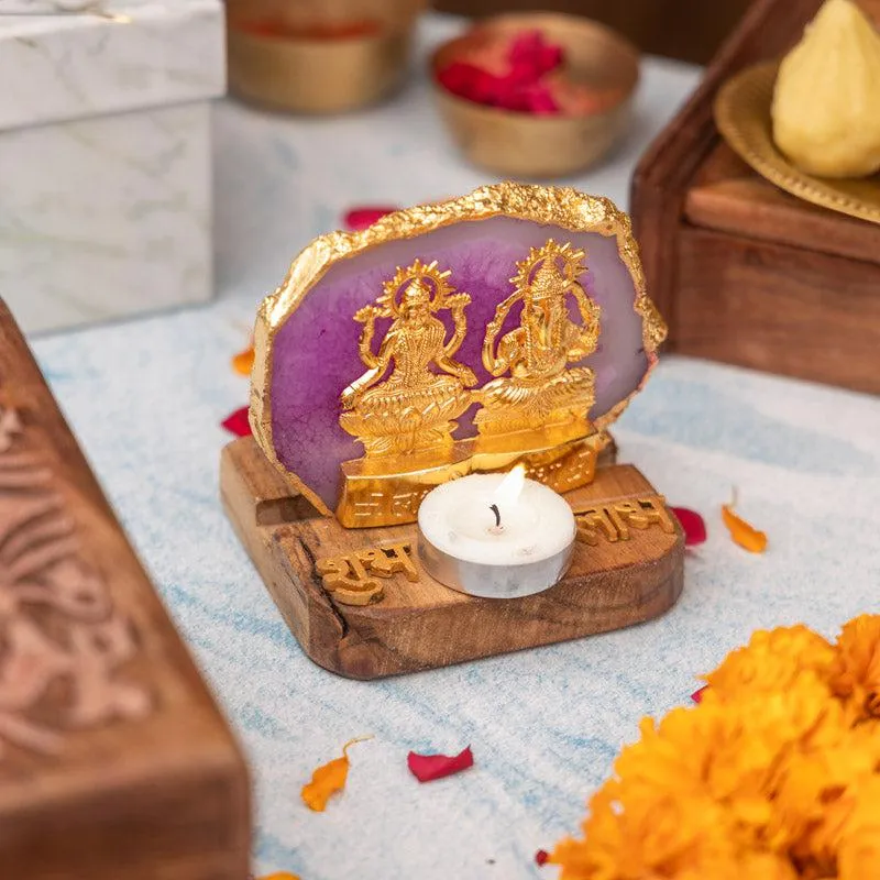 Divine Laxmi Ganesha Agate Festive Gift Box - Purple media 4