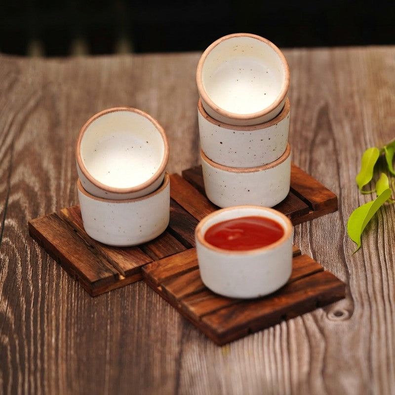 Savora Ceramic Dip Bowls (White,40 mL Each) - Set Of Six media 4