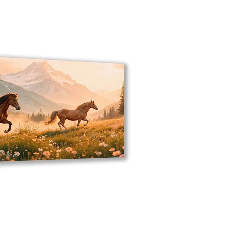 Horses in Meadow Cotton Canvas Wall Art media 7
