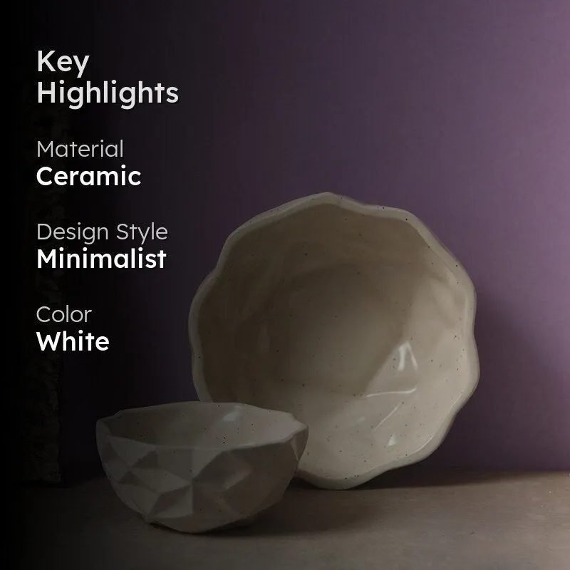 Noemi Ceramic Snack Bowl (White/300 mL/200 mL) - Set Of Two media 2