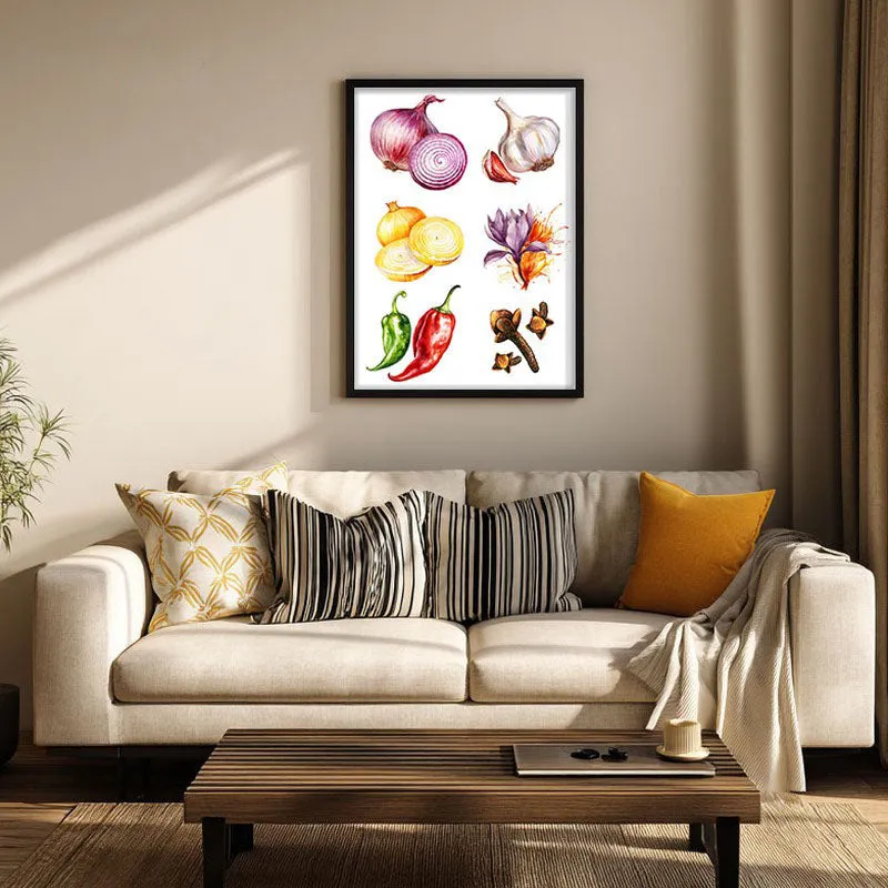 Allium Bouquet Framed Canvas Wall Painting media 1