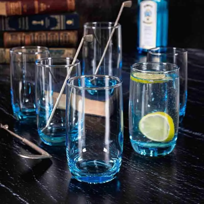 Peacock Shine Glass Tumbler (290 ml ) - Set of Six media 1