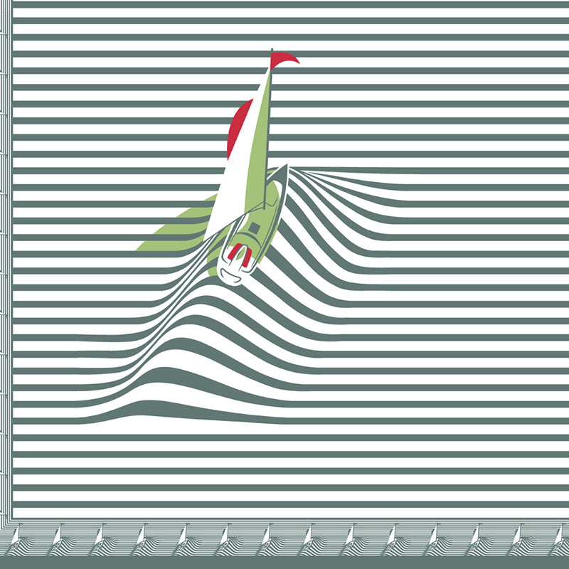 Illusion Stripey Sails Cotton Bedsheet (Grey) - 200 TC media 3