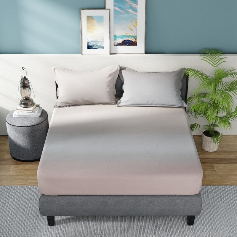 Nautica Gingham Cotton Bedsheet (Grey) - 160 TC media 3