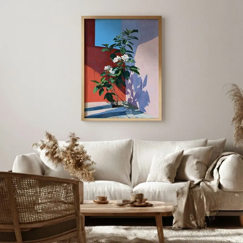 Sunset Stem Canvas Wall Painting - Brown Frame media 1