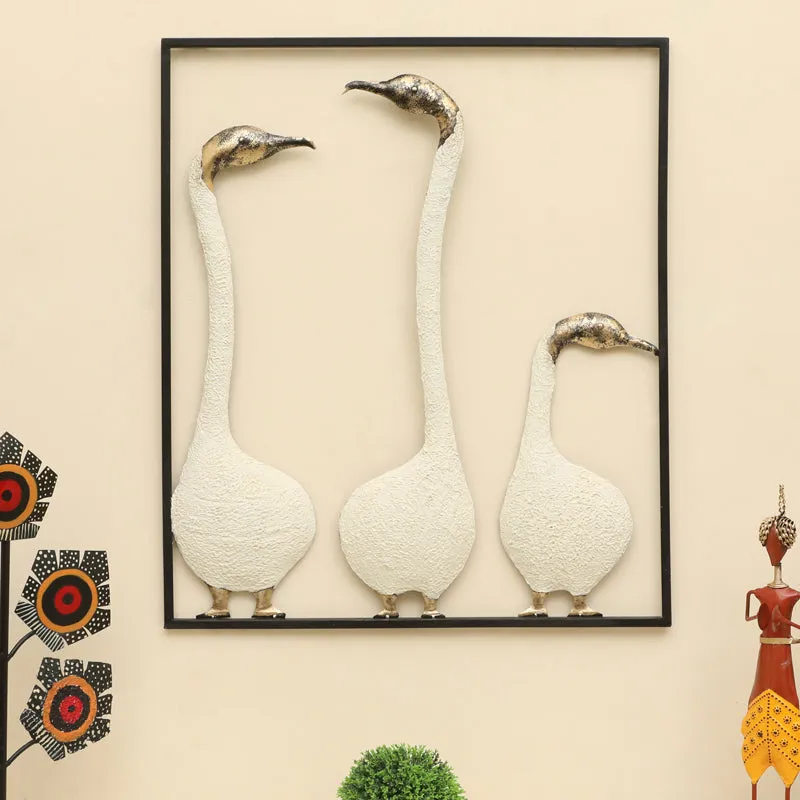 Storks In Harmony Metal & Ceramic Wall Accent media 1