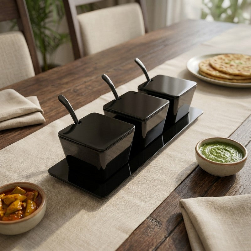 Melamine Condiment Set (Black) - Ten Piece Set