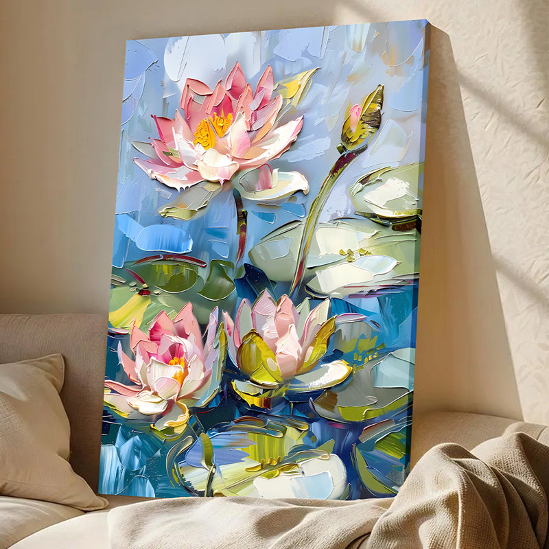 Paintstroked Lotus Canvas Wall Art media 5