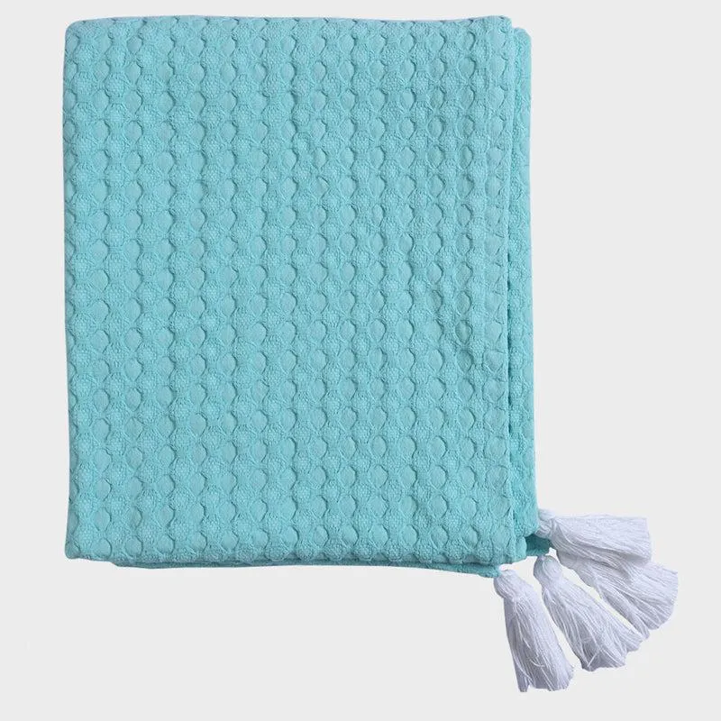 Tender Loom Knitted Cotton Throw - Turquoise media 4