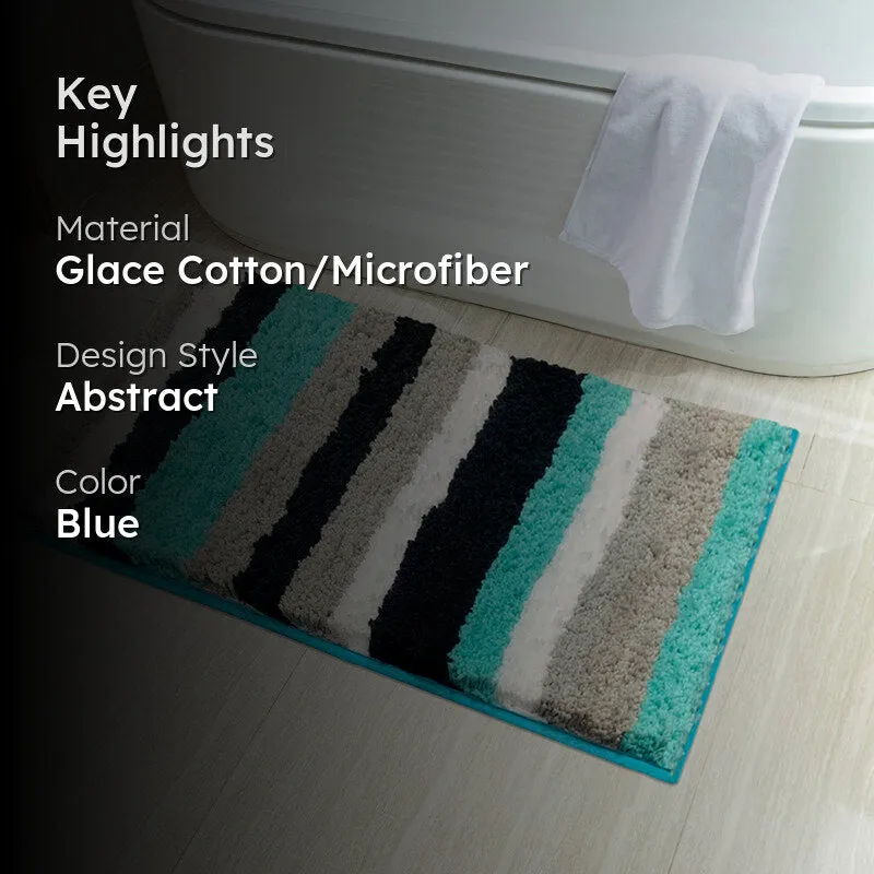 Strip Soft Microfiber Bath Mat - Aqua Blue media 2