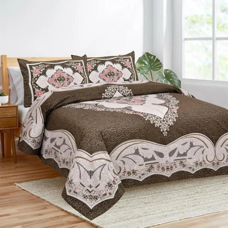 Yashita Printed Cotton Bedsheet (Dark Brown) - 160 TC media 1