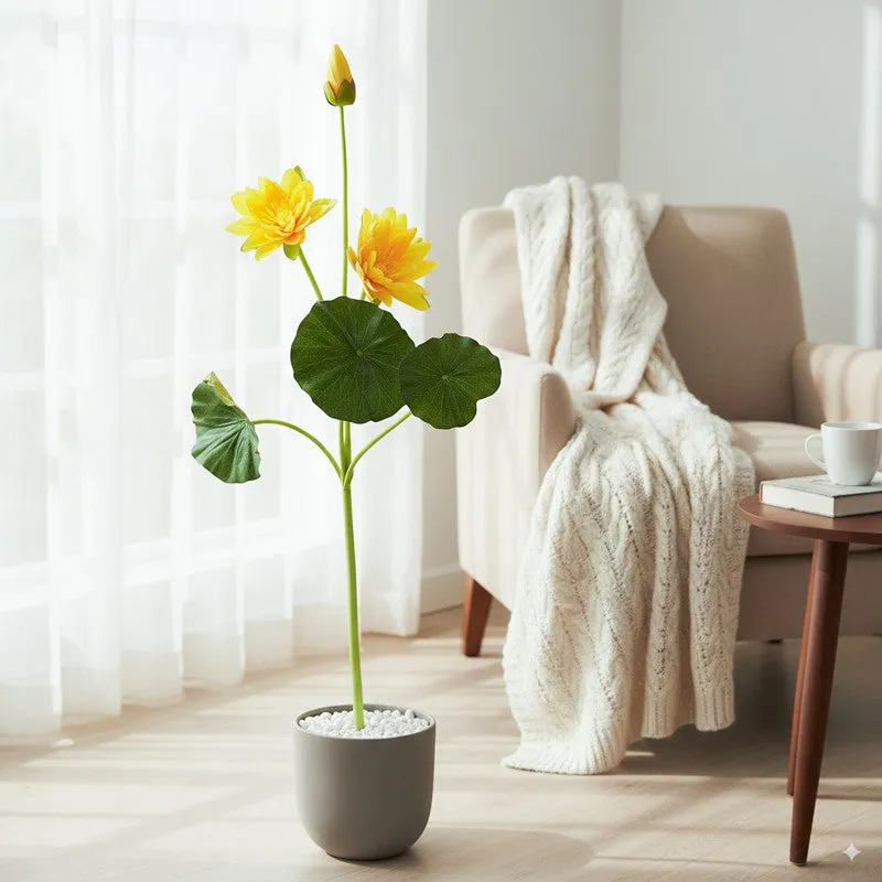 Lotus Bloom Stem with Leaves - Yellow media 1