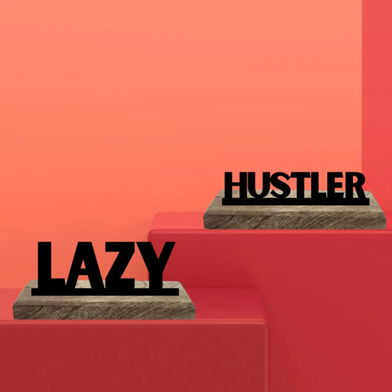 Lazy & Hustler Typography Showpiece - Set Of Two media 3