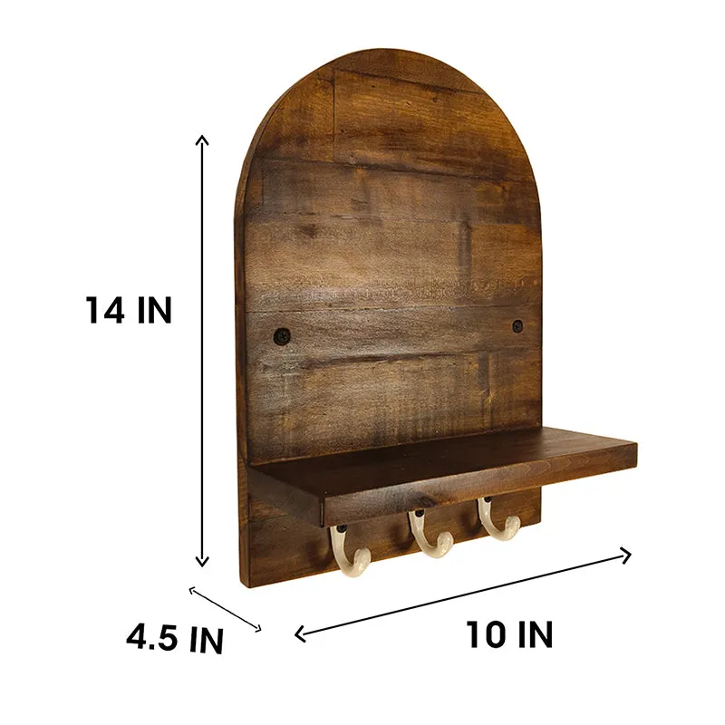 Sthira Wooden Wall Shelf Organiser with Key Holders media 6