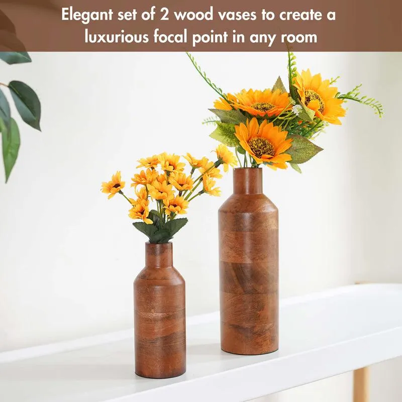 Silasa Wooden Vase (Dark Brown) media 5