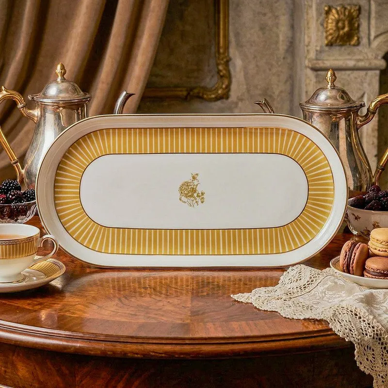 Gilded Iris Oval Porcelain Platter - Gold media 1